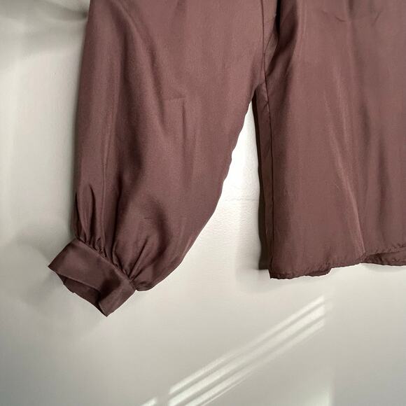 Vintage Lady Manhattan Sheer Brown Blouse NOS Deadstock Sz 10 M - Picture 3 of 13